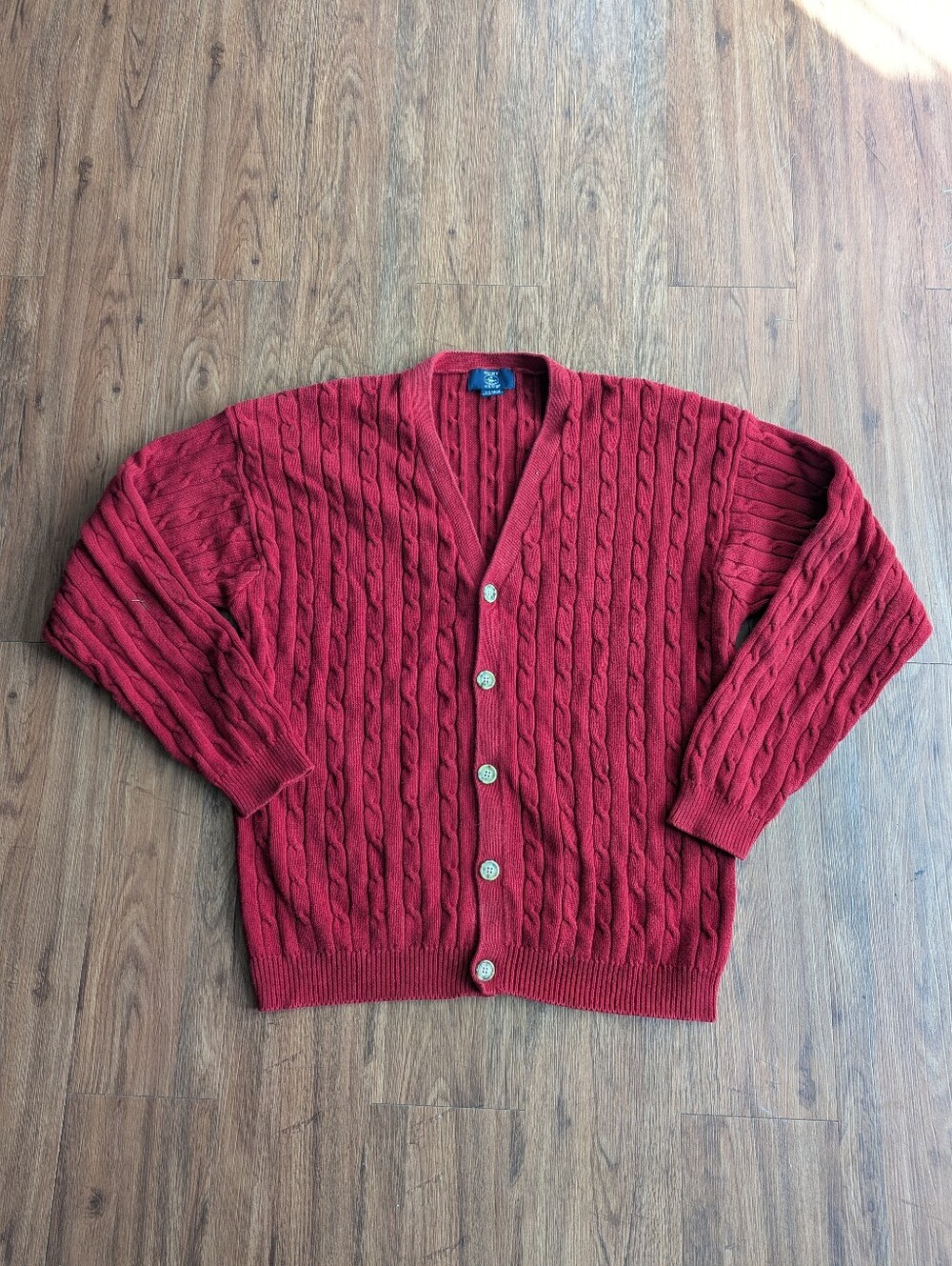 Hunt Club Red Cable-Knit Button Cardigan Sz XL